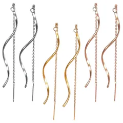 揺れる ウェーブ ロング チェーン シンプル アメリカン ピアス