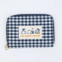 スヌーピー オラフ パスケース付きコインケース ネイビーチェック SNOOPY