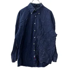 TOMMY HILFIGER 長袖 無地シャツ L ネイビー トミーヒルフィガー ボタンダウン シンプル 長袖シャツ 古着卸 アメリカ仕入 a709-6264