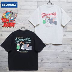 新品 メンズ トムとジェリー TOM&JERRY トムジェリ SEQUENZ シークエンズ コラボ 半袖 Tシャツ 半袖Tシャツ ティーシャツ クリームソーダ バックプリント レトロ ユニセックス レディース グレー 黒 ブラック