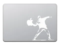 【人気商品】Air/Pro 11 / 13インチ マックブック MacBook ステッカー シール バンクシー モロトフ ガイ Banksy カインドストア Molotov Guy 13インチ ホワイト M424-13-W