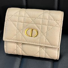 ΩNA3559 大人気！ Christian Dior PARIS クリスチャンディオール 三つ折り財布 コンパクトウォレット ベージュ カナージュ CDロゴ