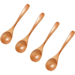 kicoriya 4本セット 天然木製 カフェ風 ティースプーン 日本品質 コーヒー デザート 茶