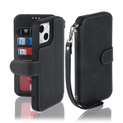 米軍MIL規格 ケース 軽薄 14 手帳型 iphone ストラップ 耐衝撃 iPhone14ケース レンズ保護(アイホン14/いphone14/アイフォン14/あいふぉん14 iPhone13ケース 通用 Ｈａｖａｙａ 6.1インチ対応)-ブラック
