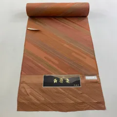 反物 優品 羽尺 羽織 和装コート 斜縞 赤茶 正絹 【中古】