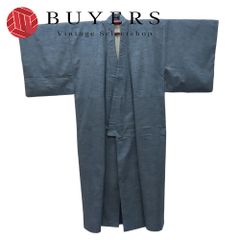 【中古】 男着物 紬 正絹 ブルーグレー グレー 和装 呉服 和服 きもの メンズ 男性