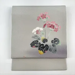 143 縮緬 松寿縮緬 芍薬 加賀染 東藤肇 名古屋帯 帯 小紋 紬 黒 正絹