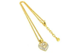 ■極美品■ NINA RICCI ニナリッチ ロゴモチーフ ハート ラインストーン ネックレス アクセサリー ゴールド系×シルバー系 DE7490