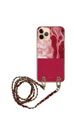 iPhone11Pro ケース アイフォン11 プロ スマホケース スマホショルダー 肩掛け ハード チェーン付き 大理石柄 マーブル 大人女子 可愛い おしゃれ パープル ピンク ネイビー ストラップ くすみカラー 100cm  カラー06