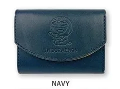 ドラえもん　3つ折り財布　ミニウォレット【ネイビー】栃木レザー×姫路レザー 本革 　日本製