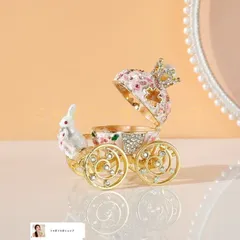 インカローズ×ウサギ馬車台座 置物 インカローズ×ウサギ馬車台座 置物