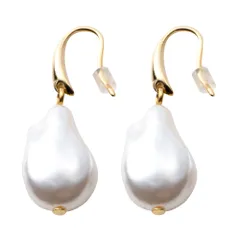 【B：ゴールド×ピアス】[Cream dot. クリームドット公式] ピアス レディース  4タイプ フック 金属アレルギー ニッケルフリー 揺れる バロックパール風 淡水パール風 大粒 大人 上品 エレガント 