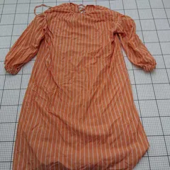 ◇ ⊂ Lowy by CORNERS ストライプ柄 長袖 膝下丈 ワンピース サイズM オレンジ系 レディース E  【1509100026303】