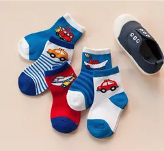 キッズ靴下のりもの模様はたらく車ソックス 5足セット男の子男児おまとめカジュアル
