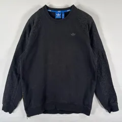古着 アディダスオリジナルス adidas Originals スウェット トレーナー プルオーバー  トレフォイルロゴ サイドジップ ワンポイント L  ブラック メンズ