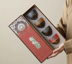 中国茶器　茶碗　茶杯　ティーカップ　湯呑み　四つセット