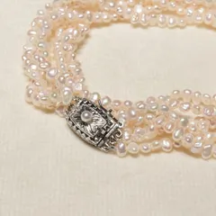 田崎真珠 3連 ネックレス 淡水パール シルバー TASAKI/24-2938M