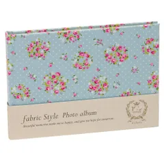 ナカバヤシ ファブリックスタイル ブック式アルバム  B6 100年台紙 ラブリーフラワー ブルー アH-B6B-135-B （1点）