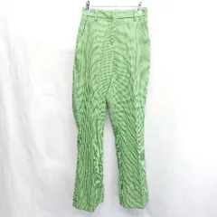 ◇ ⊂ WHO'S WHO gallery フーズフーギャラリー ウエストゴム チェック柄 フレアパンツ サイズF グリーン レディース E  【1502200011613】