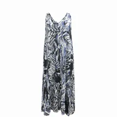 ティビ tibi フレアワンピース 総柄 ノースリーブ ひざ丈 0 XS 紺 ネイビー /HD 0925のサムネイル