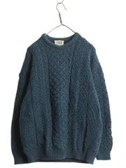 【お得なクーポン配布中!】 アイルランド製 Carraig Donn フィッシャーマン ウール ニット セーター メンズ レディース L / アラン ケーブル ローゲージ クルーネック