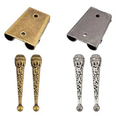 [SUPERFINDINGS] 2色 2セット ループタイ 金具 ボロタイバックルアクセサリー ループタイ用ラリエート 2個ボロタイチップ交換用エンドキャップボロタイスライドクラスプ4個付き ボロータイのヒント交換ネックネクタイトレールキャップ ビジネス アク