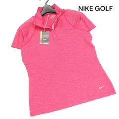 【新品 未使用】 NIKE GOLF ナイキ ゴルフ 春夏 DRI-FIT 吸汗速乾♪ ボーダー 半袖 ポロシャツ Sz.L　レディース ピンク