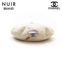 CHANEL ベレー帽 コットン素材 ホワイト Mサイズ-