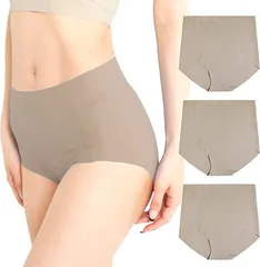 Smile lala(スマイル ララ) レディース ショーツ セット 女性 下着 無地 シームレス シンプル ストレッチ なめらか( モカ 3枚,  XL)