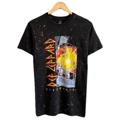 M&O Gold フロントプリント Def Leppard デフレパード バンドTシャツ PYROMANIA ブリーチ加工 半袖Tシャツ 黒×カラフル Sサイズ No.Y176のサムネイル