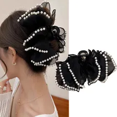 新品 HAPVITAL 髪飾り バンスクリップ ヘアクリップ オフィス シンプル ヘアアクセサリー かわいい 大きめ 髪留め クリップ ブランド 人気 韓国風 (ブラック)