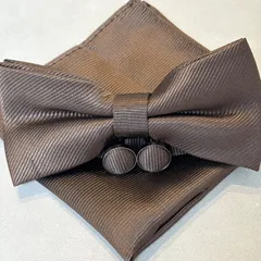蝶ネクタイ ブラウン モカブラウン 茶色 ポケットチーフ カフスボタン メンズ 小物 お色直し メンズ フォーマル タキシードお洒落 披露宴 ブライダル n8