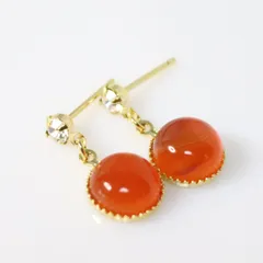 16KGP カーネリアン 8ｍｍ 天然石 艶 吊り下げ ピアス