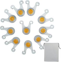 LEDロープライト 10個セット ポーチ付き 暖色 電池式 自転車 ペットライト イルミネーション 防犯 (イエロー)