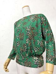 Mサイズ】新品 JOAN社交ダンス ボタニカル柄デザインカットソー緑