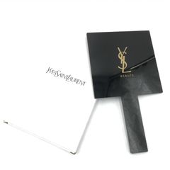 YSL イヴ・サンローラン SAINT LAURENT 手鏡 手持ちミラー ブラック 箱付き 美品