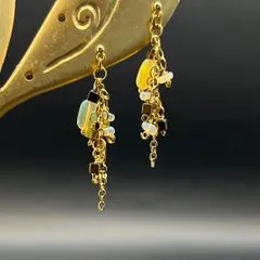 天然石 妖艶なエチオピアンオパールのゆらゆらピアス 316lサージカルステンレス fr213