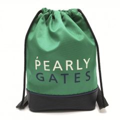 パーリーゲイツ シューズケース グリーン×黒 ロゴプリント 巾着  Lゴルフ PEARLY GATES