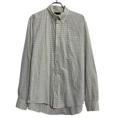 LANDS'END 長袖 チェックシャツ XL ホワイト ブルー ランズエンド ボタンダウン ビッグサイズ カジュアル 古着卸 アメリカ仕入 a702-6335のサムネイル