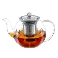 【人気商品】茶ポット 麦茶 花茶 茶器 リーフティー フルーツティー 直火可 茶こし付き きゅうす ステンレス 大容量 紅茶ポット1000ml 透明 おしゃれ 急須 耐熱ガラス ティーポット VKCHEF