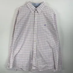 古着 ブルックスブラザーズ Brooks Brothers 長袖シャツ ボタンダウン ワンポイントロゴ刺繍 ビックサイズ XL  ホワイト系 チェック メンズ