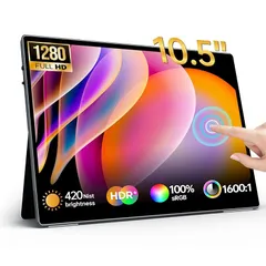 【新着商品】モバイルモニター 10.5インチ タッチパネル 1920*1280 3:2画面比 ポータブルモニター モバイルディスプレイ 高輝度420nits IPSパネル 100％sRGB広色域 HDR 超薄型 自立型 USB/Type-C/mini HD 0