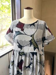 浴衣リメイク　ハンドメイド　花火　屋形船　Vネック ロングワンピース　LL 浴衣リメイク ハンドメイド 花火 屋形船 Vネック ロング