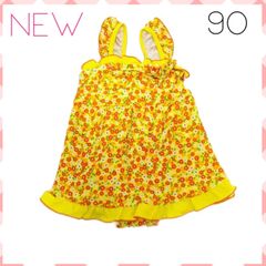 ✳︎新品✳︎ ワンピース水着　西松屋　90cm 子供　女の子　花柄　黄色　プール　海   フォロー割り  C177