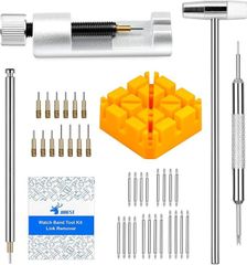 【在庫処分】【JOREST】時計ベルト調整工具セット、腕時計 ベルト交換 工具、バネ棒外し 、腕時計 ピン抜き工具、取扱説明書、20個 バネ棒、13個 交換針、取扱説明書（英語版）