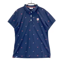 サイズ：L FILA GOLF フィラゴルフ  半袖ポロシャツ 総柄 ネイビー系 [240101363876] ゴルフウェア レディース ストスト