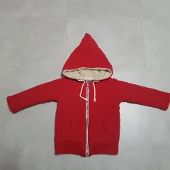 ベビー服 離乳する トゥイーン 防寒 オーバーコート ブルゾン ジャケット 100 ー 120 ( RED ) フリース裏地
