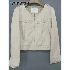 ◇ ef-de エフデ 長袖 ノーカラー ジャケット サイズ7 ベージュ レディース  【中古】 【1112070007809】のサムネイル