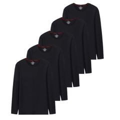 3XL_ブラック [SIPERLARI] インナーシャツ メンズ 長袖 Tシャツ５枚組 肌着 綿100% 抗菌防臭加工 黒 クルーネック春秋冬 (ブラック, 3XL=日本XL)