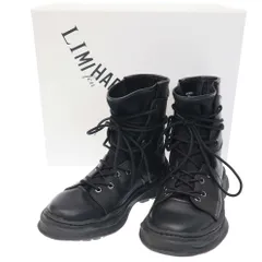 【訳あり】◾️LIMI feu◾️エンジニアブーツ◾️サイドジップ◾️本革◾️ブラック LIMI feu×UNDERGROUND(R) BLACK LEATHER BOOTS WITH METAL PLATES